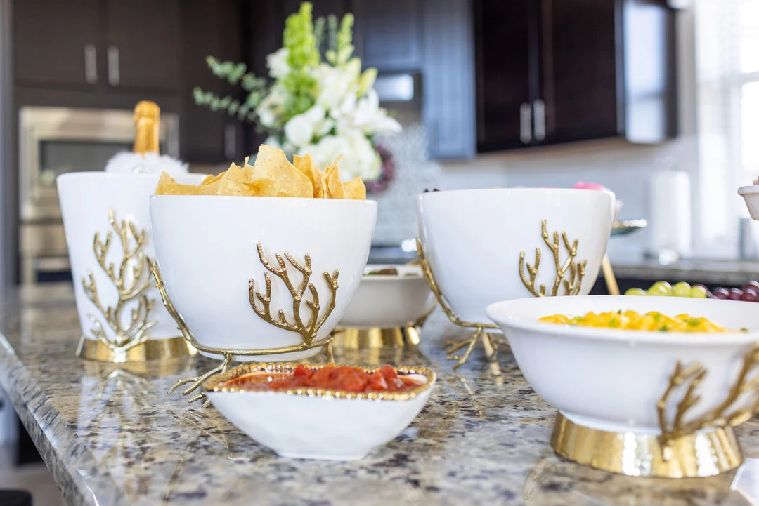Inspire Me! Home Decor White Ceramic Bowl With Gold Textured Details (2 Sizes) " From Pops Of Color Home Collection" 6 Inspire Me! Home Decor White Ceramic Bowl With Gold Textured Details (2 Sizes) " From Pops Of Color Home Collection"