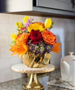 Inspire Me! Home Decor Gold Wavy Design Vase (2 Sizes) " From Pops Of Color Home Collection"