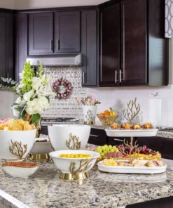 Inspire Me! Home Decor White Ceramic Bowl With Gold Textured Details (2 Sizes) " From Pops Of Color Home Collection" 13 Inspire Me! Home Decor White Ceramic Bowl With Gold Textured Details (2 Sizes)