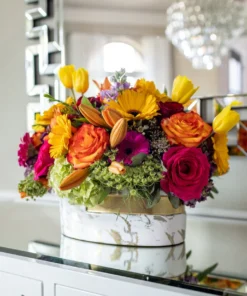 Inspire Me! Home Decor White And Gold Marble Design Oval Vase