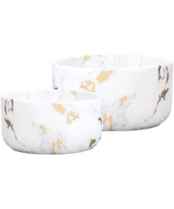 Inspire Me! Home Decor White Marble Design Bowl/Vase (2 Sizes)