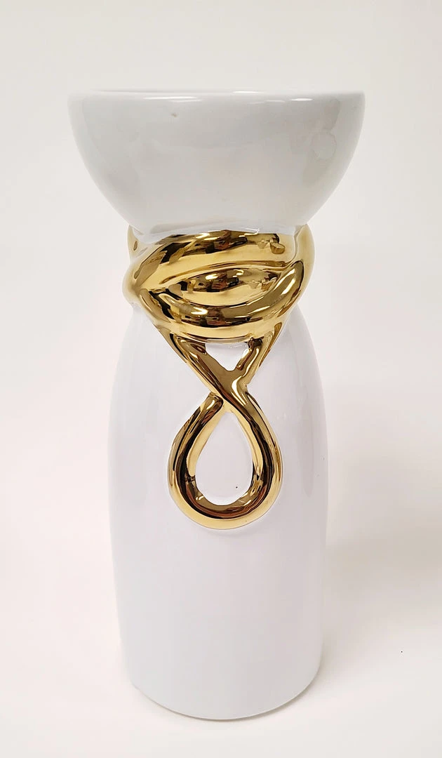 Inspire Me! Home Decor White Ceramic Candle Holder With Gold Elegant Details (2 Sizes) 7 Inspire Me! Home Decor White Ceramic Candle Holder With Gold Elegant Details (2 Sizes)