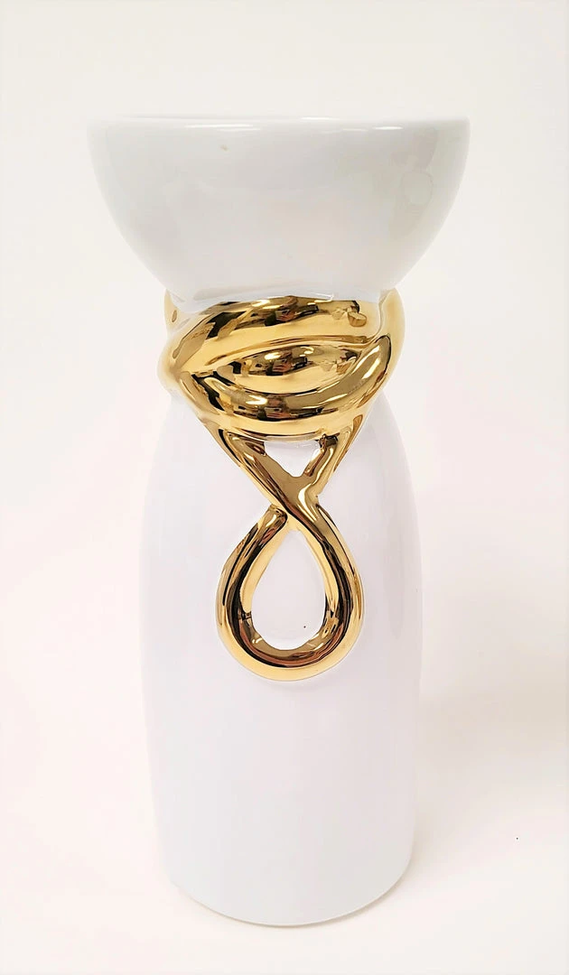 Inspire Me! Home Decor White Ceramic Candle Holder With Gold Elegant Details (2 Sizes) 9 Inspire Me! Home Decor White Ceramic Candle Holder With Gold Elegant Details (2 Sizes)