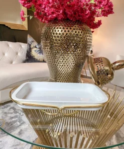 Inspire Me! Home Decor KITCHEN Rectangle Porcelain Serveware With Metal Base And Handles (2 Colors) 5 Inspire Me! Home Decor KITCHEN Rectangle Porcelain Serveware With Metal Base And Handles (2 Colors)