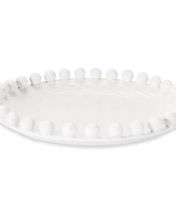 Inspire Me! Home Decor White Ceramic Beaded Tray