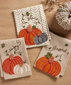 Inspire Me! Home Decor Rustic Embroidered Fall Pumpkin Dish Towel (3 Styles)