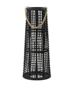 Inspire Me! Home Decor Indoor/Outdoor Rattan Black Tapered Lantern (2 Sizes)
