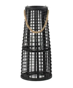 Inspire Me! Home Decor Indoor/Outdoor Rattan Black Tapered Lantern (2 Sizes) 7 Inspire Me! Home Decor Indoor/Outdoor Rattan Black Tapered Lantern (2 Sizes)