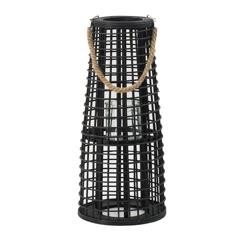 Inspire Me! Home Decor Indoor/Outdoor Rattan Black Tapered Lantern (2 Sizes) 5 Inspire Me! Home Decor Indoor/Outdoor Rattan Black Tapered Lantern (2 Sizes)