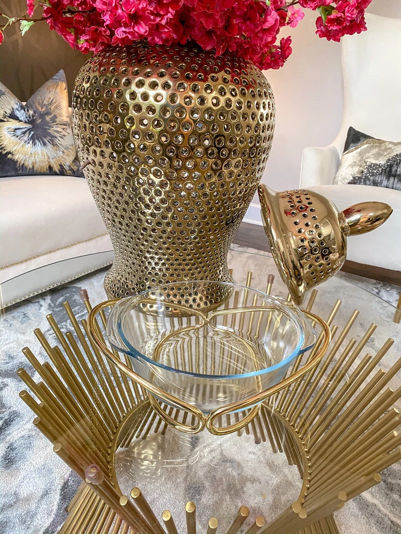 Inspire Me! Home Decor Round Glass Serveware With Metal Base And Handles (2 Colors) KITCHEN 4 Inspire Me! Home Decor Round Glass Serveware With Metal Base And Handles (2 Colors) KITCHEN