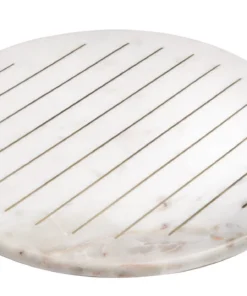 Inspire Me! Home Decor Round Marble Tray With Gold Line Details