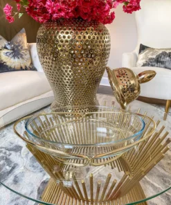 Inspire Me! Home Decor Oval Glass Serveware With Metal Base (2 Colors)