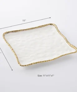 Inspire Me! Home Decor Gold And White Beaded Square Platter 11 Inspire Me! Home Decor Gold And White Beaded Square Platter