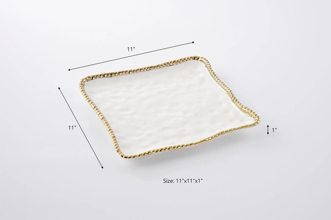 Inspire Me! Home Decor Gold And White Beaded Square Platter 7 Inspire Me! Home Decor Gold And White Beaded Square Platter