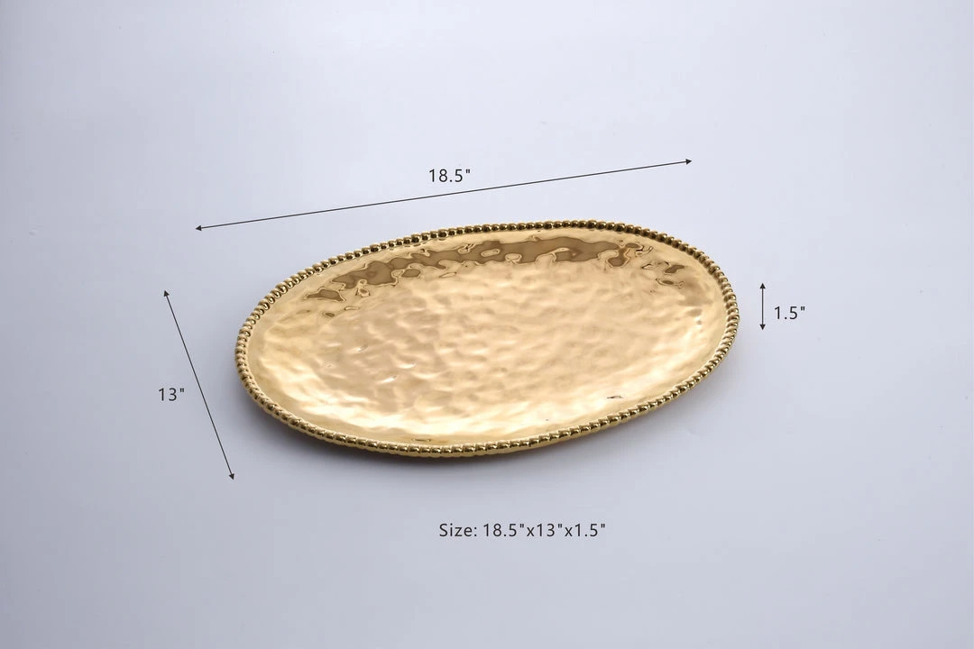 Inspire Me! Home Decor Gold Oval Beaded Platter 8 Inspire Me! Home Decor Gold Oval Beaded Platter