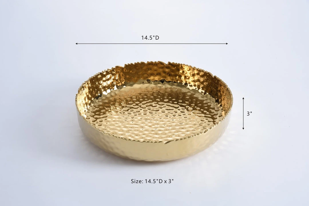 Inspire Me! Home Decor X-Large Textured Gold Shallow Bowl 10 Inspire Me! Home Decor X-Large Textured Gold Shallow Bowl
