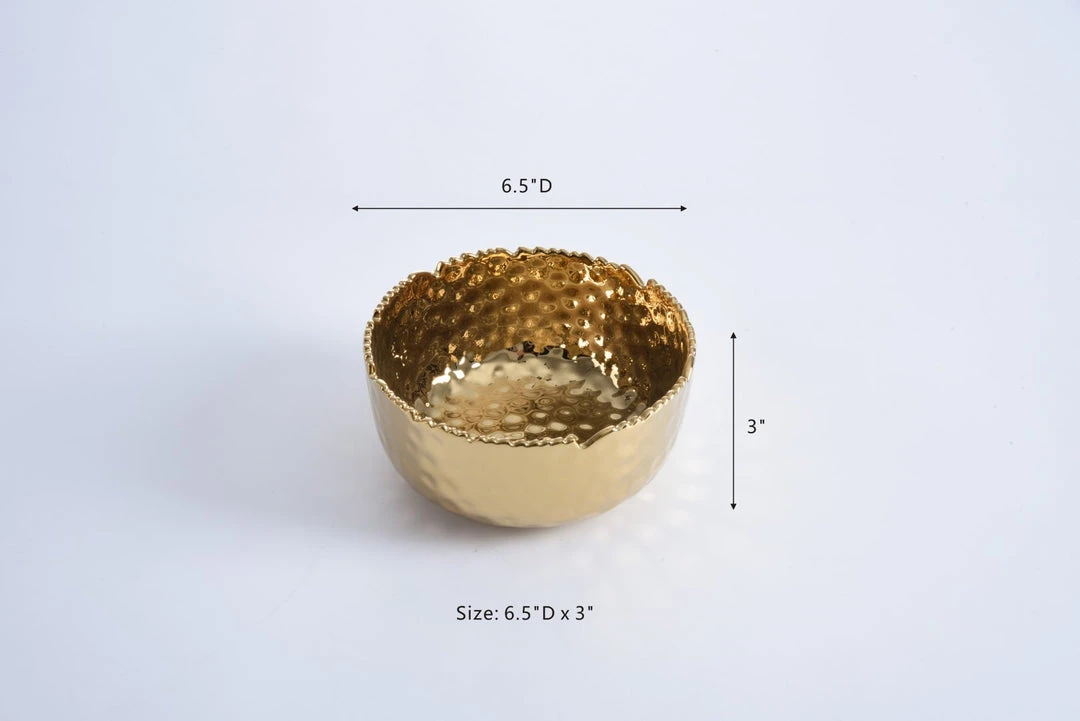Inspire Me! Home Decor Hammered Porcelain Gold Bowl (2 Sizes) 11 Inspire Me! Home Decor Hammered Porcelain Gold Bowl (2 Sizes)