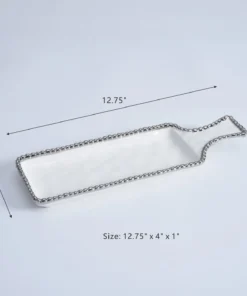 Inspire Me! Home Decor Short Silver And White Beaded Tray 11 Inspire Me! Home Decor Short Silver And White Beaded Tray
