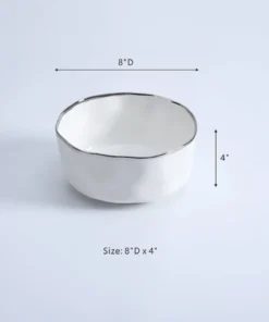 Inspire Me! Home Decor Silver And White Porcelain Bowl 8 Inspire Me! Home Decor Silver And White Porcelain Bowl