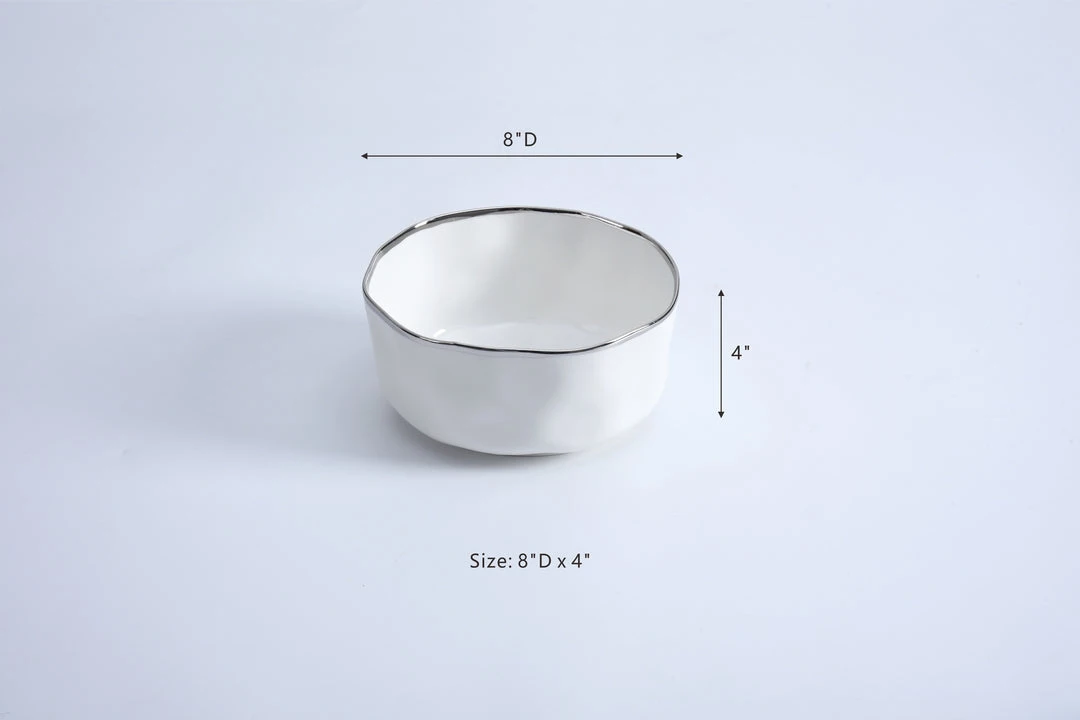 Inspire Me! Home Decor Silver And White Porcelain Bowl 5 Inspire Me! Home Decor Silver And White Porcelain Bowl