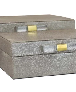 Inspire Me! Home Decor Set Of Decorative Wood Boxes With Acrylic & Gold Handle