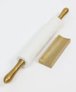 Inspire Me! Home Decor Marble Rolling Pin With Gold Hammered Handles