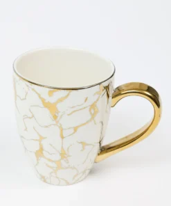 Inspire Me! Home Decor Oversized White & Gold Mug With Marbled Design And Gold Handle