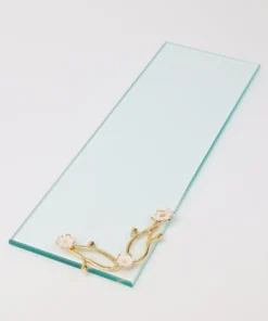 Inspire Me! Home Decor Rectangular Glass Tray With Cherry Blossom Details