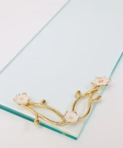 Inspire Me! Home Decor Rectangular Glass Tray With Cherry Blossom Details