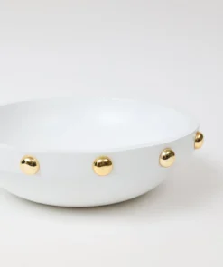 Inspire Me! Home Decor Wood Bowl With Gold Studded Details