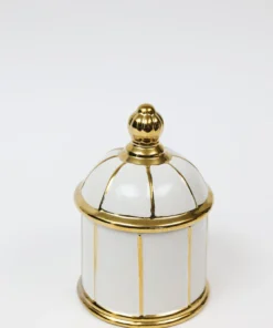 Inspire Me! Home Decor White Ceramic Lidded Jar With Gold Linear Detail (3 Sizes) 13 Inspire Me! Home Decor White Ceramic Lidded Jar With Gold Linear Detail (3 Sizes)