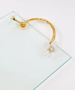 Inspire Me! Home Decor Large Rectangular Glass Tray With White Jeweled Flower Details