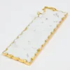 Inspire Me! Home Decor Small Rectangular Marble Tray With White Jeweled Flower Details