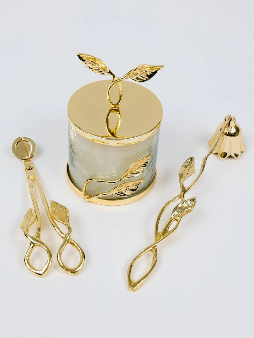 Inspire Me! Home Decor Gold Leaf Candle Bundle 4 Inspire Me! Home Decor Gold Leaf Candle Bundle