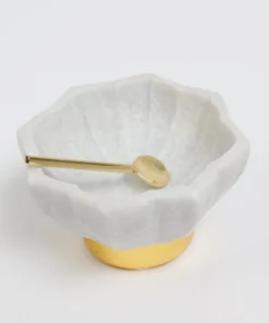 Inspire Me! Home Decor Lotus Shaped Marble Spice Dish W/ Spoon