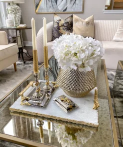 Inspire Me! Home Decor Silver Hammered Candlestick Set With Matching Tray