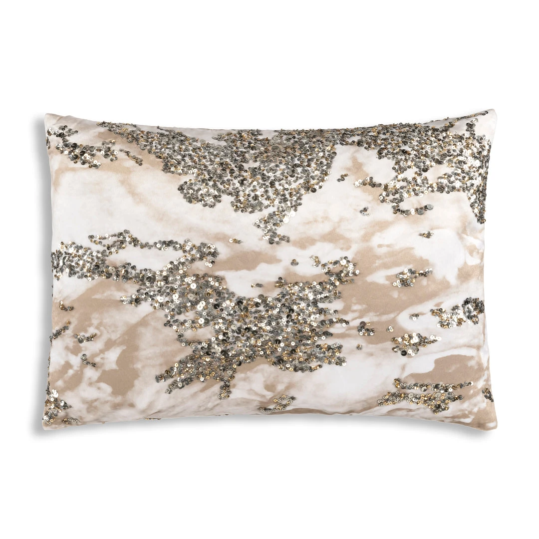 Cloud9d Amal - Ivory/Beige Pillow W/ Gold And Silver Print - 20" X 14" 3 Cloud9d Amal - Ivory/Beige Pillow W/ Gold And Silver Print - 20" X 14"