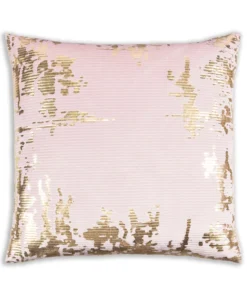 Cloud9d Asra - Mauve Velvet Pillow W/ Shiny Gold Foil Print - 20" X 20" PILLOWS, RUGS, & THROWS