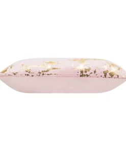 Cloud9d Asra - Mauve Velvet Pillow W/ Shiny Gold Foil Print - 20" X 20" PILLOWS, RUGS, & THROWS