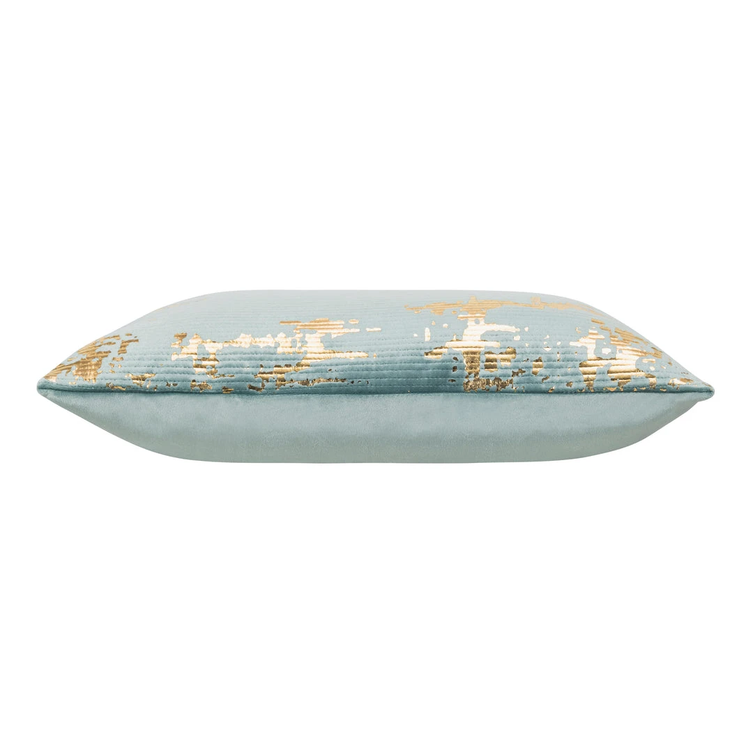 Cloud9d Asra - Oblong Teal Velvet Pillow W/ Quilting And Shiny Gold Foil Print - 20" X 14" PILLOWS, RUGS, & THROWS 4 Cloud9d Asra - Oblong Teal Velvet Pillow W/ Quilting And Shiny Gold Foil Print - 20" X 14" PILLOWS, RUGS, & THROWS