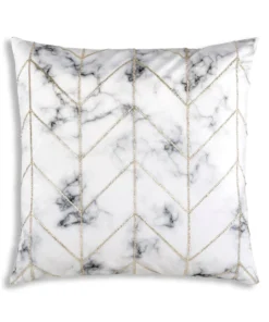 Cloud9d Keva - Digital Print Velvet Square Pillow W/ Hand Beaded Silver Crystal Beads - 22" X 22"