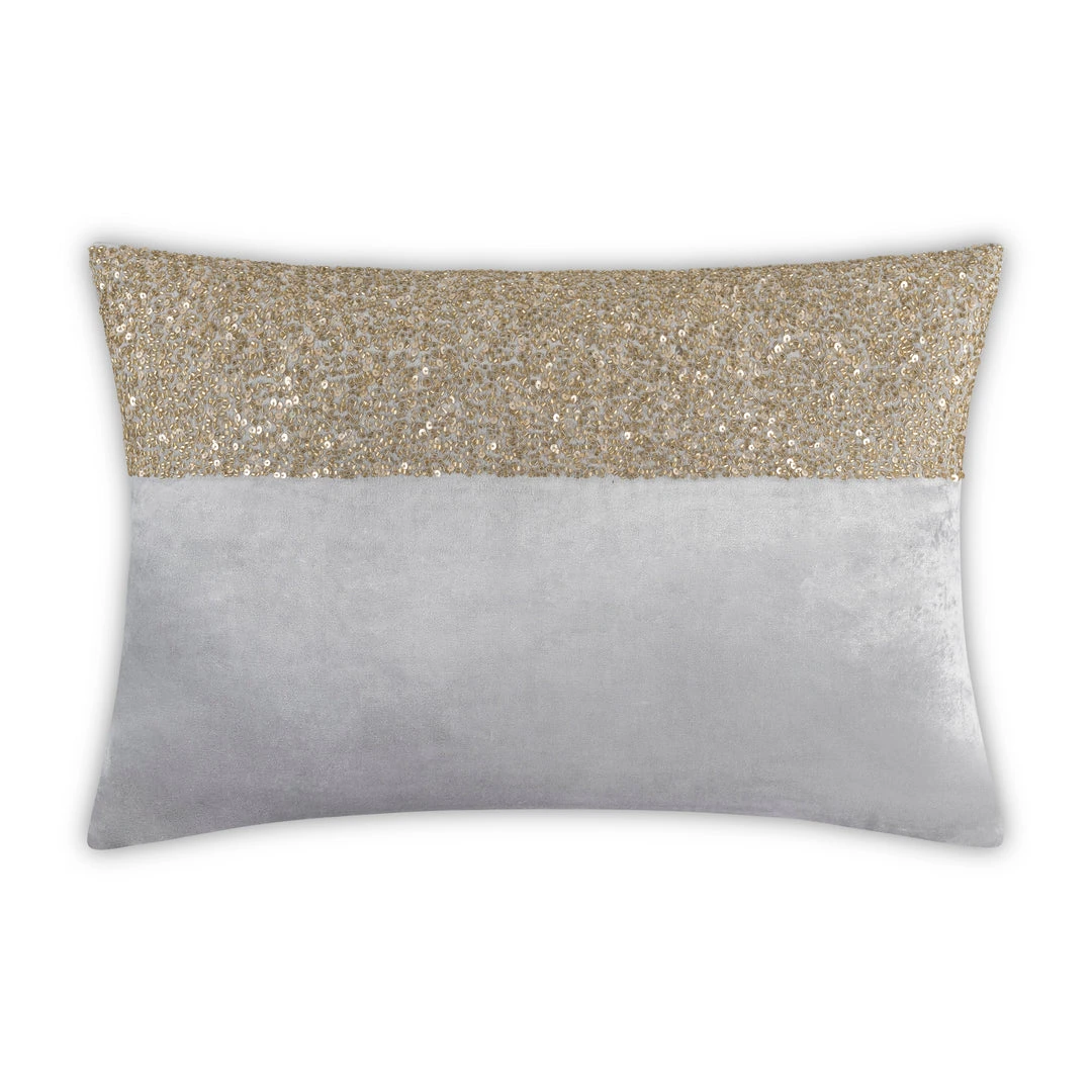Cloud9d PILLOWS, RUGS, & THROWS Lena - Grey Velvet Pillow 5" Top Beaded In Gold Beadwork - 20" X 14" 3 Cloud9d PILLOWS, RUGS, & THROWS Lena - Grey Velvet Pillow 5" Top Beaded In Gold Beadwork - 20" X 14"