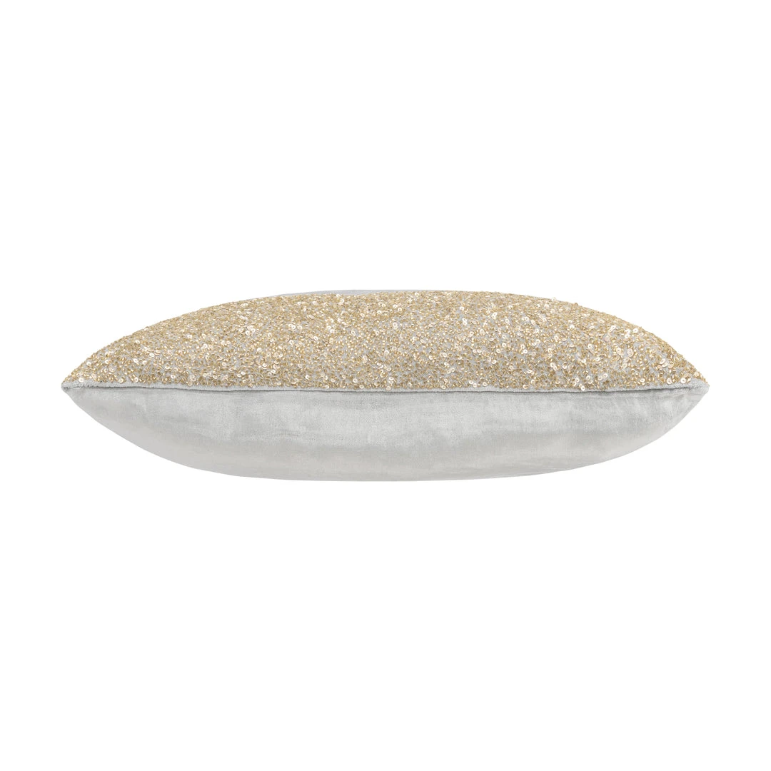 Cloud9d PILLOWS, RUGS, & THROWS Lena - Grey Velvet Pillow 5" Top Beaded In Gold Beadwork - 20" X 14" 4 Cloud9d PILLOWS, RUGS, & THROWS Lena - Grey Velvet Pillow 5" Top Beaded In Gold Beadwork - 20" X 14"