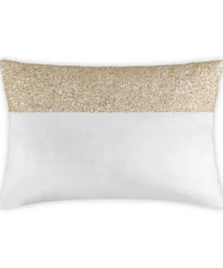 Cloud9d Lena - Ivory Velvet Pillow 5" Top Beaded In Gold Beadwork - 20" X 14"