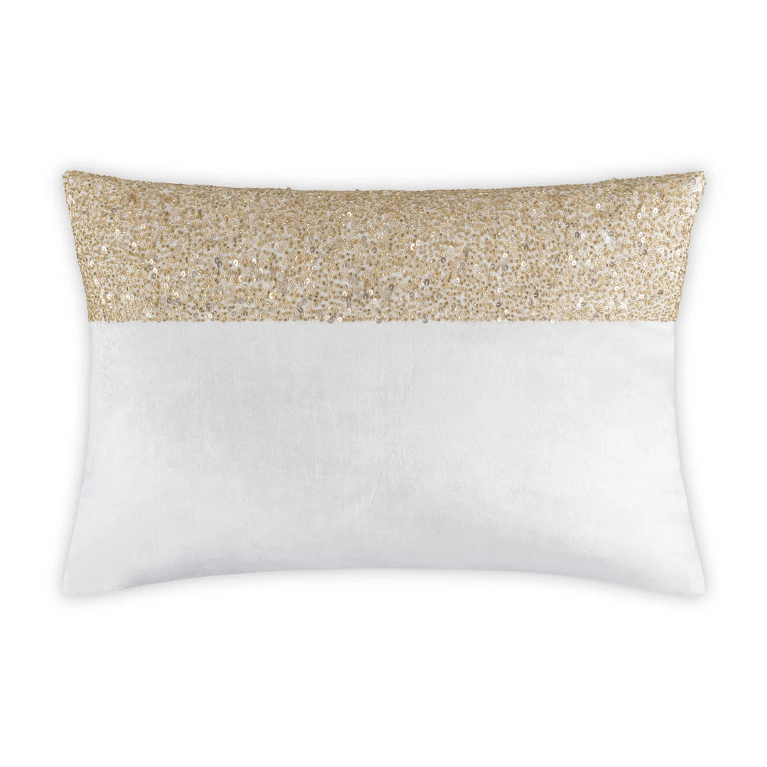Cloud9d Lena - Ivory Velvet Pillow 5" Top Beaded In Gold Beadwork - 20" X 14" 3 Cloud9d Lena - Ivory Velvet Pillow 5" Top Beaded In Gold Beadwork - 20" X 14"