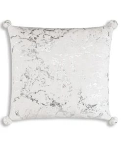 Cloud9d PILLOWS, RUGS, & THROWS Rami - Faux Fur Pillow W/ Silver Printing And Pom Pom Trim - 20" X 20"
