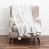 Cloud9d Rami - Faux Fur Throw W/ Silver Metallic Printing And Pom Pom Trim - 60" X 50" 2 Cloud9d Rami - Faux Fur Throw W/ Silver Metallic Printing And Pom Pom Trim - 60" X 50"