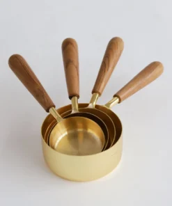 Inspire Me! Home Decor Gold Measuring Cups W/ Wood Handle