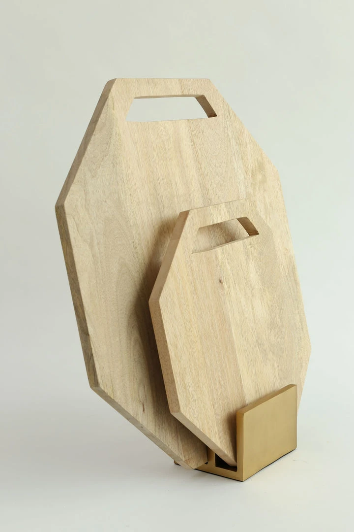 Inspire Me! Home Decor Geometric Mango Wood Boards W/ Gold Stand 5 Inspire Me! Home Decor Geometric Mango Wood Boards W/ Gold Stand