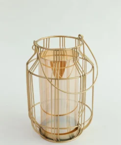 Inspire Me! Home Decor Gold Lantern W/ Amber Glass 11 Inspire Me! Home Decor Gold Lantern W/ Amber Glass